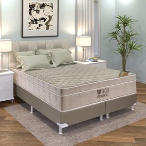 Cama Box Queen (158x198) + Colchão Ortobom Airtech Molas Pocket Bege/Marrom