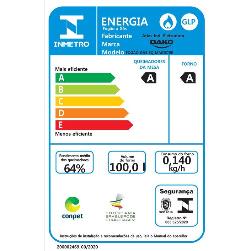 fogao-5-bocas-dako-automatico-magister-glass-preto