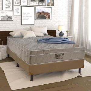 Cama Box Casal (138x188) + Colchão Ortobom Airtech Pocket Molas Bege