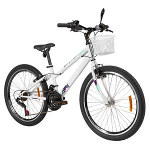 Bicicleta Caloi Ceci Aro 24 21 Marchas Freio V-Brake Com Cesta Branca