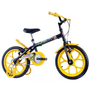 Bicicleta Infantil Track e Bikes Dino Aro 16 Freio V-Brake Preto/Amarelo