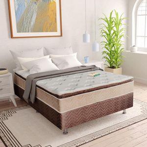 Cama Box Casal (138x188) D28 Pillow Top Marrom Top Flex Diamante Design Colchões