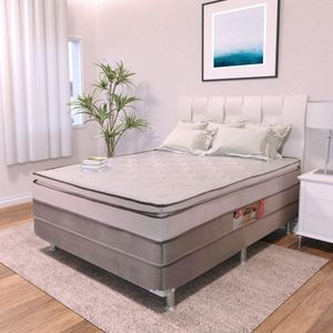 Cama Box Unibox Casal (138X188) Chanceler com Pillow D28 Marrom/Bege Divilux Colchões