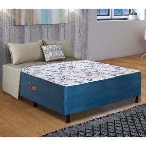 Cama Box Casal Conjugada (138X188) D28 Azul Roma Design Estofados