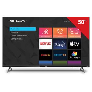 Smart TV 4K UHD 50" AOC 50U6125/78G Wi-Fi Inteligência Artificial 3 HDMI 2 USB