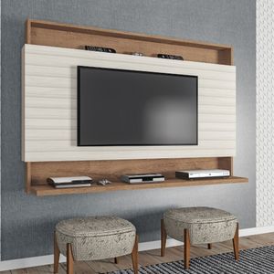 Painel Para TV até 50" Canelato Rustico/Natura Off White Madri Atualle Móveis