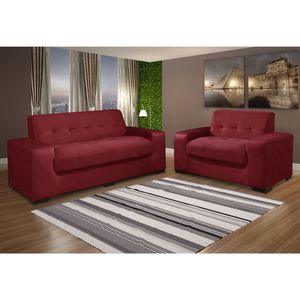 Conjunto Sofá 2x3 Lugares  Vinho G-11 Moscou Design Estofados