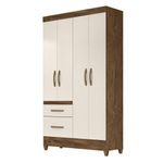 937306GuardaRoupaSolteiro4Portas2GavetasCastanhoWoodOffWhiteMadriMovalMoveis