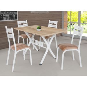 Mesa de Jantar 4 Cadeiras Branco/Capuccino Luna Ciplafe