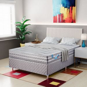 Cama Box Casal (138X188) D28 Cinza Ultra Pedic Two Sonos Colchão