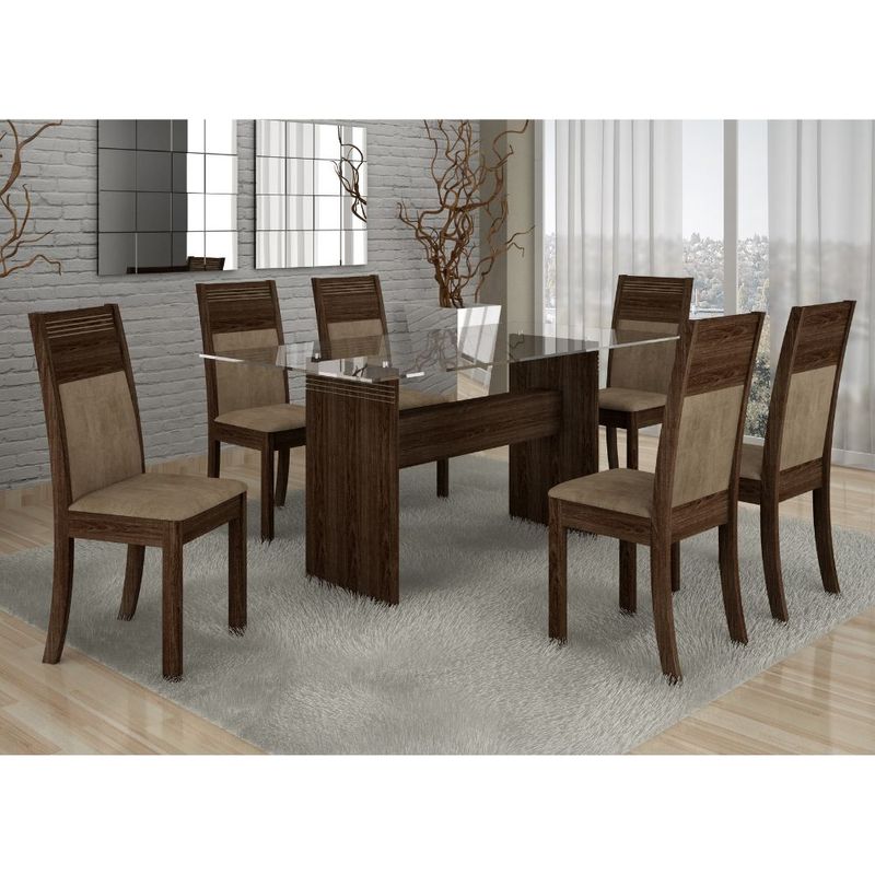 789202conjuntodemesaravenacom6cadeirastampodevidro100mdftecidosuedemalbecbegecelmoveis