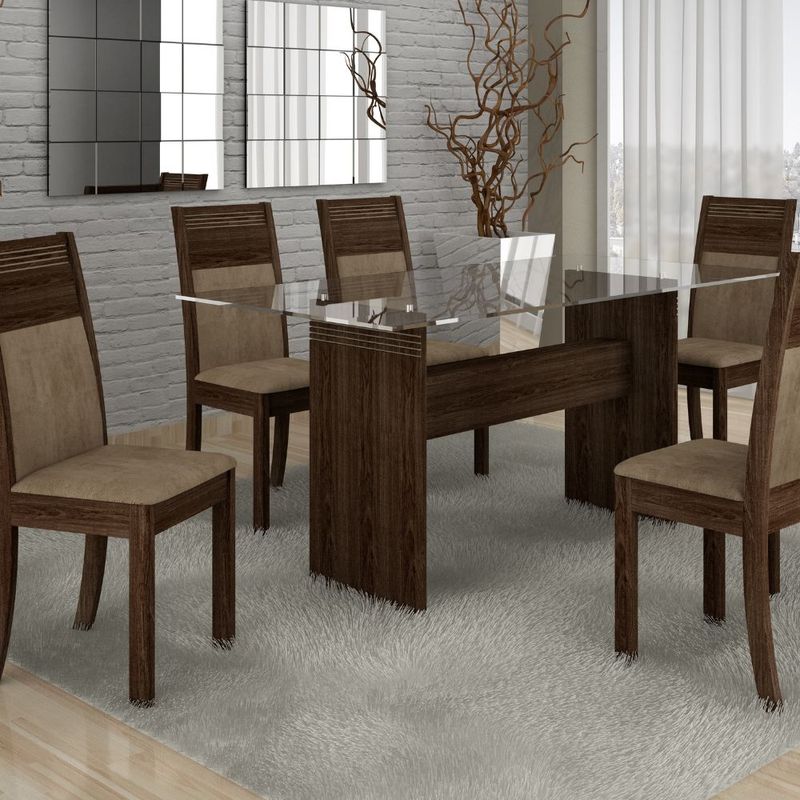 789202conjuntodemesaravenacom6cadeirastampodevidro100mdftecidosuedemalbecbegecelmoveis