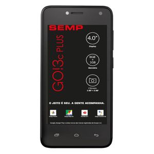 Smartphone Semp GO3c Plus 8GB + 1GB RAM Preto Dual Chip 3G 5MP + Selfie 5MP Tela 4"