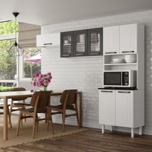 Cozinha Compacta 8 Portas em Aço Branco/Grafito Titanium Colormaq