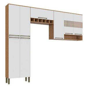 Cozinha Compacta 8 Portas Castanho/Branco Napoli Prime Ronipa