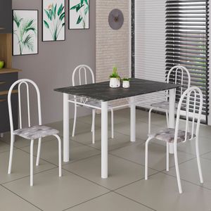 Mesa de Jantar 4 Cadeiras Branco/Paraopeba Iris Soma Móveis