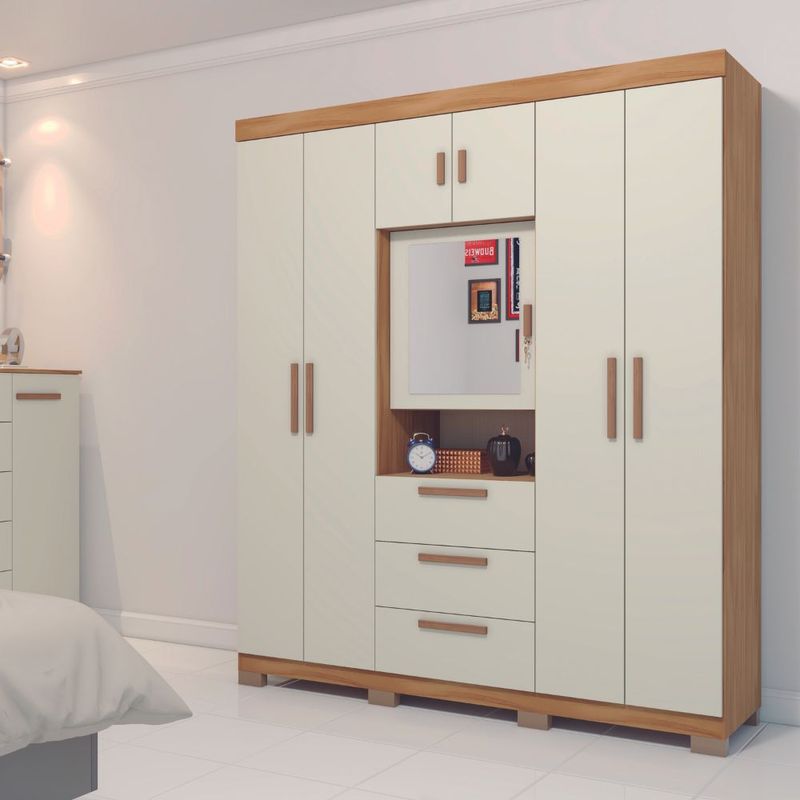 guardaroupacasal6portas3gavetascomespelhofreijooffwhitecataniaavelanmoveis