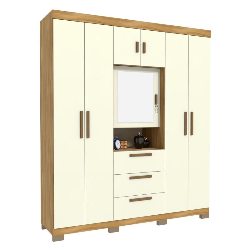 guardaroupacasal6portas3gavetascomespelhofreijooffwhitecataniaavelanmoveis